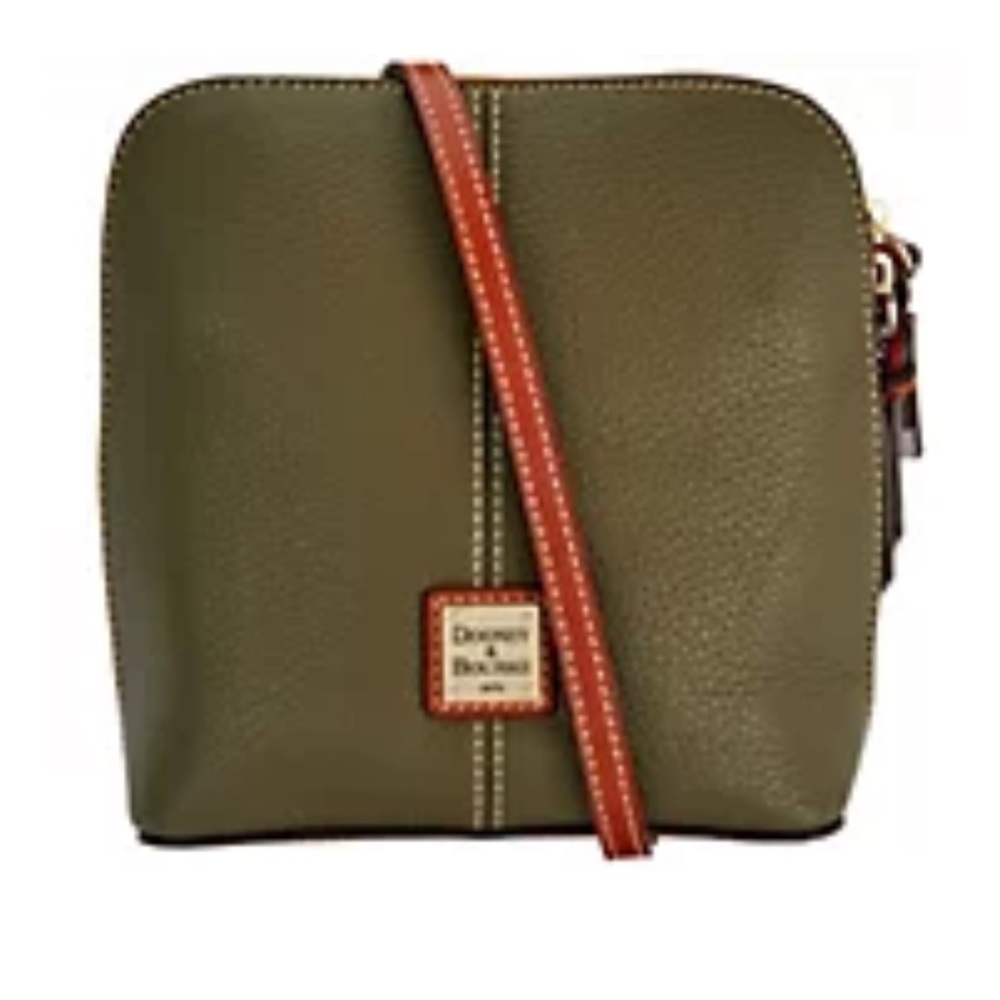 Dooney & Bourke Olive Green Crossbody Bag with Brown Strap